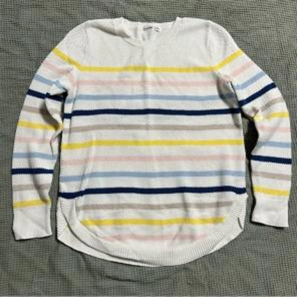 GAP Women's Striped Sweater - White, Yellow, Blue, Pink